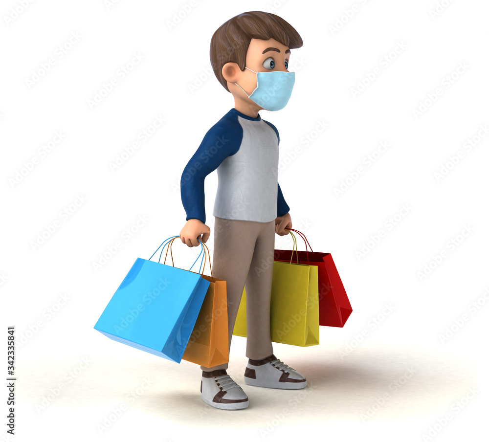 3D Illustration of a teenager with a mask 3D Illustration of a teenager with a mask