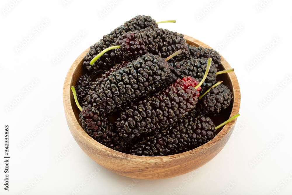 fresh and ripe mulberries background