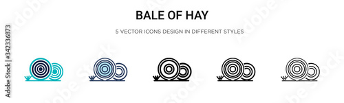 Bale of hay icon in filled, thin line, outline and stroke style. Vector illustration of two colored and black bale of hay vector icons designs can be used for mobile, ui, web