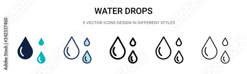 Leinwand Poster Water drops icon in filled, thin line, outline and stroke style