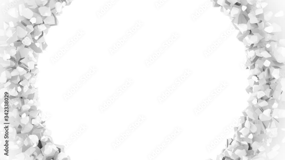 A circle of white stones pulsates rapidly on a white background. Motion design. A circle of white stones pulsates rapidly on a white background. Motion design.