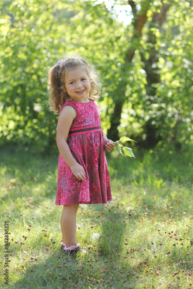 Kid girl resting in summer field Kid girl resting in summer field