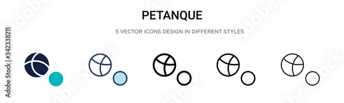 Petanque icon in filled, thin line, outline and stroke style. Vector illustration of two colored and black petanque vector icons designs can be used for mobile, ui, web photo