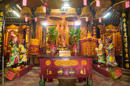 Kwan Tai Temple, Tai O, Lantau Island, Hong Kong, China. Beautiful photo of the ornated interior of this religious buddhist place. © Julien