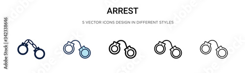 Arrest icon in filled, thin line, outline and stroke style. Vector illustration of two colored and black arrest vector icons designs can be used for mobile, ui, web
