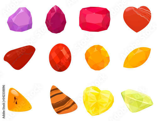 Set of jewels. Colorful gemstones icons