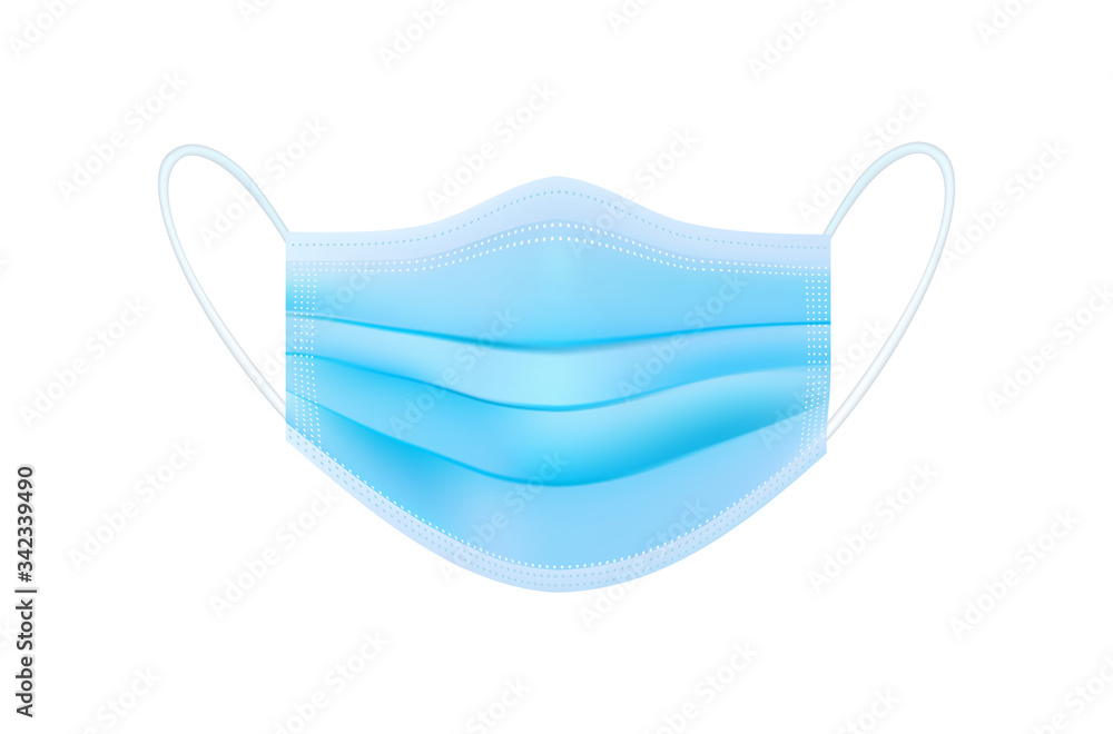 Protective medical mask with ear strap Cover mouth and nose, preventing dust, odor and various germs. Realistic vector file. Virus covid 19 protect Protective medical mask with ear strap Cover mouth and nose, preventing dust, odor and various germs. Realistic vector file. Virus covid 19 protect