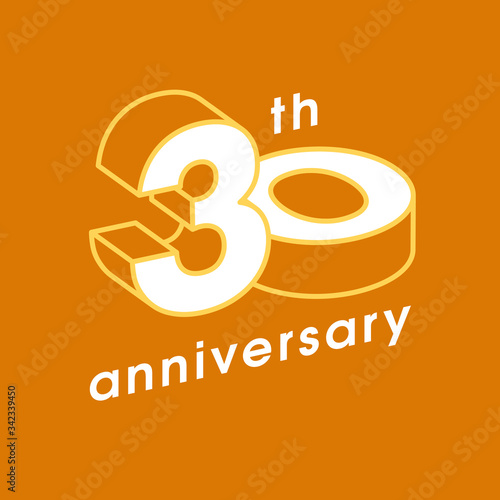 30 years anniversary vector icon, logo. Graphic composition of number and sign
