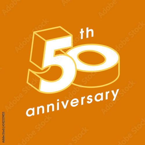50 years anniversary vector icon, logo. Graphic composition of number and sign