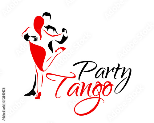 Tango latino dance logo. Dancing couple man and woman vector illustration, icon for dancing school, party, lessons