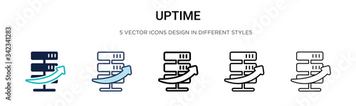 Uptime icon in filled, thin line, outline and stroke style. Vector illustration of two colored and black uptime vector icons designs can be used for mobile, ui, web