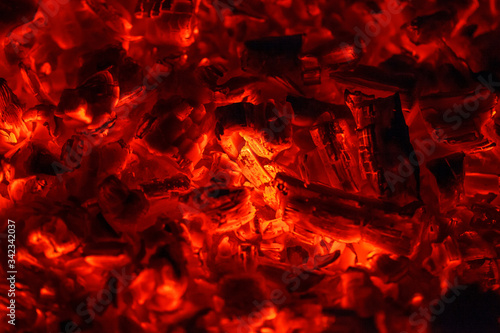 burning coals in the barbecue