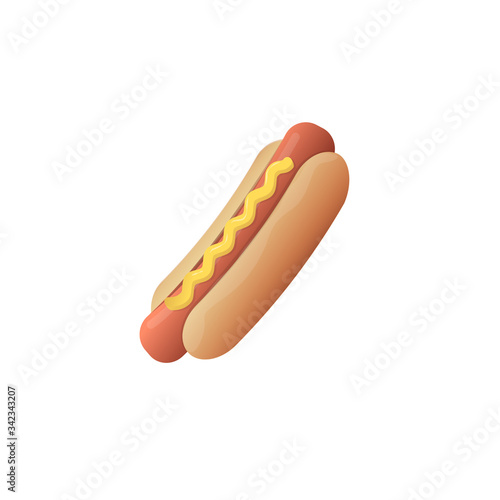 hot dog vector illustration. fast food. sausage picture. isolated on white background
