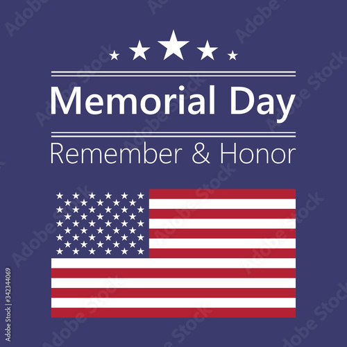 USA Memorial Day, Remember and honor with American flag. Vector illustration