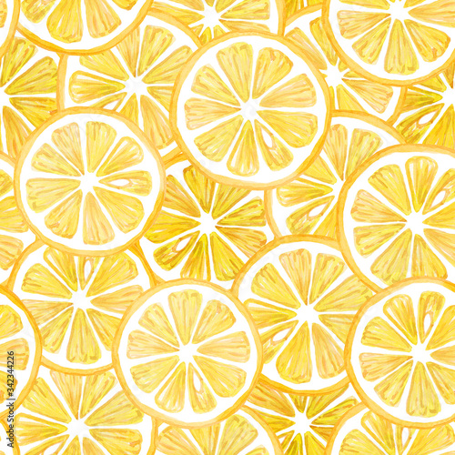 Watercolor seamless pattern from elements of orange rings
