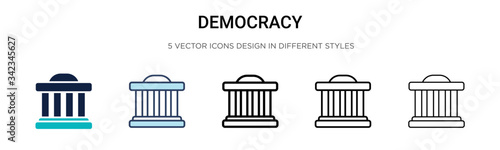 Democracy icon in filled, thin line, outline and stroke style. Vector illustration of two colored and black democracy vector icons designs can be used for mobile, ui, web