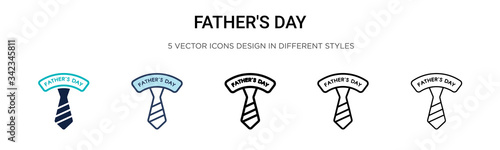 Father's day icon in filled, thin line, outline and stroke style. Vector illustration of two colored and black father's day vector icons designs can be used for mobile, ui, web