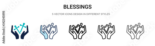 Blessings icon in filled, thin line, outline and stroke style. Vector illustration of two colored and black blessings vector icons designs can be used for mobile, ui, web