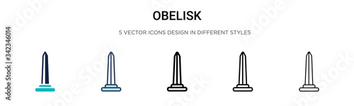 Obelisk icon in filled, thin line, outline and stroke style. Vector illustration of two colored and black obelisk vector icons designs can be used for mobile, ui, web