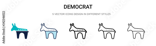 Democrat icon in filled, thin line, outline and stroke style. Vector illustration of two colored and black democrat vector icons designs can be used for mobile, ui, web