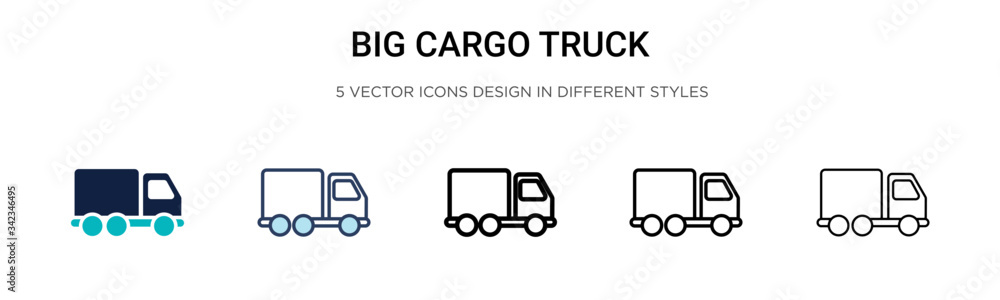 Big cargo truck icon in filled, thin line, outline and stroke style ...