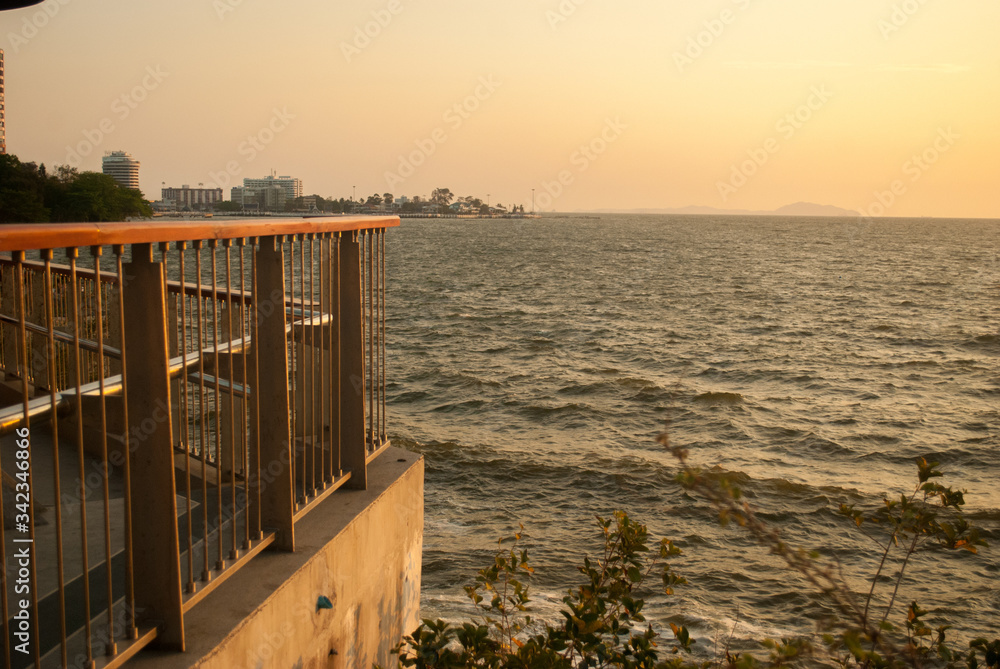 Chad view of Bangsaen beach in the evening Chad view of Bangsaen beach in the evening