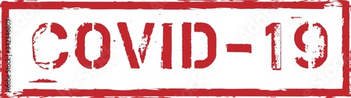 Vector illustration of the word Covid-19 abbreviation of Coronavirus disease 2019 in red ink stamp red