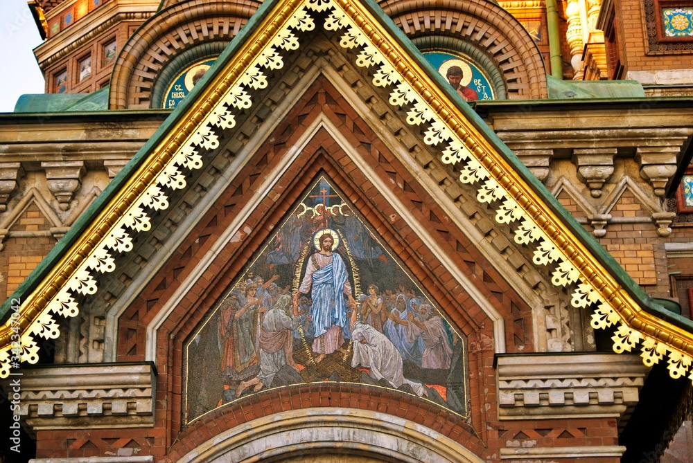 Detail of the church of the savior on spilled blood in Saint-Petersburg, Russia. 