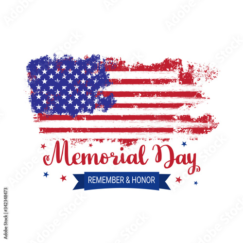 Memorial Day background vector illustration. Vector grunge american flag on white background. USA flag. Patriotic illustration