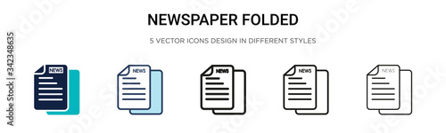 Newspaper folded icon in filled, thin line, outline and stroke style. Vector illustration of two colored and black newspaper folded vector icons designs can be used for mobile, ui, web
