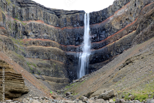 Iceland - August 29  2017  Hengifoss waterfall the third highest waterfall in Iceland  Iceland  Europe