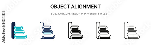 Object alignment icon in filled, thin line, outline and stroke style. Vector illustration of two colored and black object alignment vector icons designs can be used for mobile, ui, web