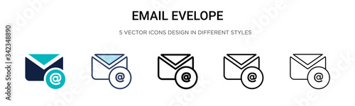 Email evelope icon in filled, thin line, outline and stroke style. Vector illustration of two colored and black email evelope vector icons designs can be used for mobile, ui, web