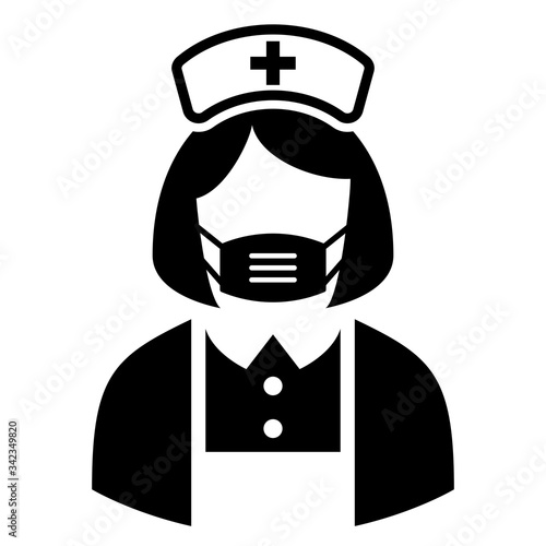 Nurse wearing medical mask vector icon