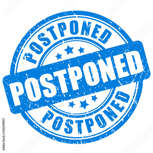 Blue ink postponed stamp