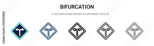 Bifurcation signal icon in filled, thin line, outline and stroke style. Vector illustration of two colored and black bifurcation signal vector icons designs can be used for mobile, ui, web