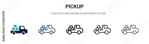 Pickup icon in filled, thin line, outline and stroke style. Vector illustration of two colored and black pickup vector icons designs can be used for mobile, ui, web
