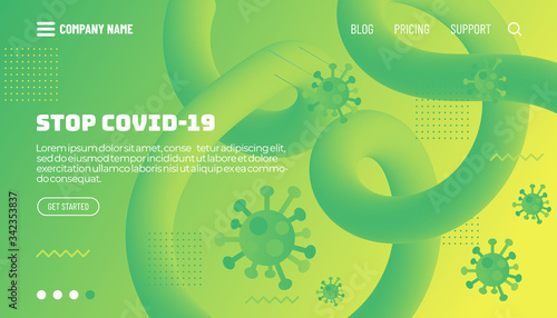 Covid-19 corona virus protection concept. 3d flow shape creative design set. Dynamic liquid color wave backgrounds. Templates set for brochures, posters, banners, flyers and cards. Vector illustration