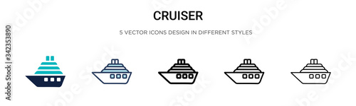 Cruiser icon in filled, thin line, outline and stroke style. Vector illustration of two colored and black cruiser vector icons designs can be used for mobile, ui, web