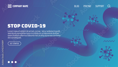Covid-19 corona virus protection concept. 3d flow shape creative design set. Dynamic liquid color wave backgrounds. Templates set for brochures, posters, banners, flyers and cards. Vector illustration