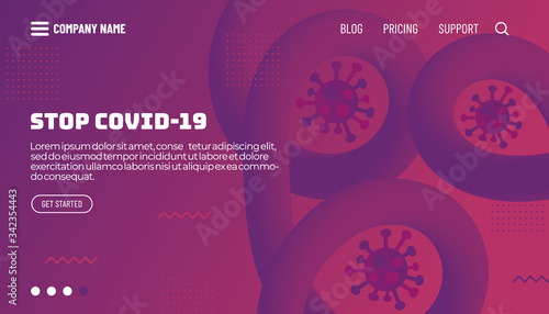 Covid-19 corona virus protection concept. 3d flow shape creative design set. Dynamic liquid color wave backgrounds. Templates set for brochures, posters, banners, flyers and cards. Vector illustration