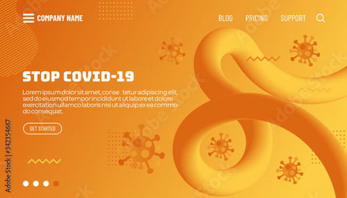 Covid-19 corona virus protection concept. 3d flow shape creative design set. Dynamic liquid color wave backgrounds. Templates set for brochures, posters, banners, flyers and cards. Vector illustration