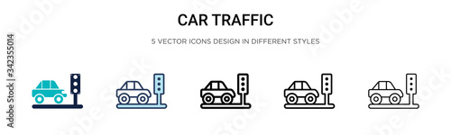 Car traffic signal icon in filled, thin line, outline and stroke style. Vector illustration of two colored and black car traffic signal vector icons designs can be used for mobile, ui, web