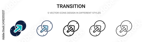 Transition icon in filled, thin line, outline and stroke style. Vector illustration of two colored and black transition vector icons designs can be used for mobile, ui, web