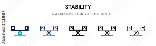 Stability icon in filled, thin line, outline and stroke style. Vector illustration of two colored and black stability vector icons designs can be used for mobile, ui, web