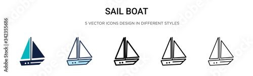 Fotografia, Obraz Sail boat icon in filled, thin line, outline and stroke style