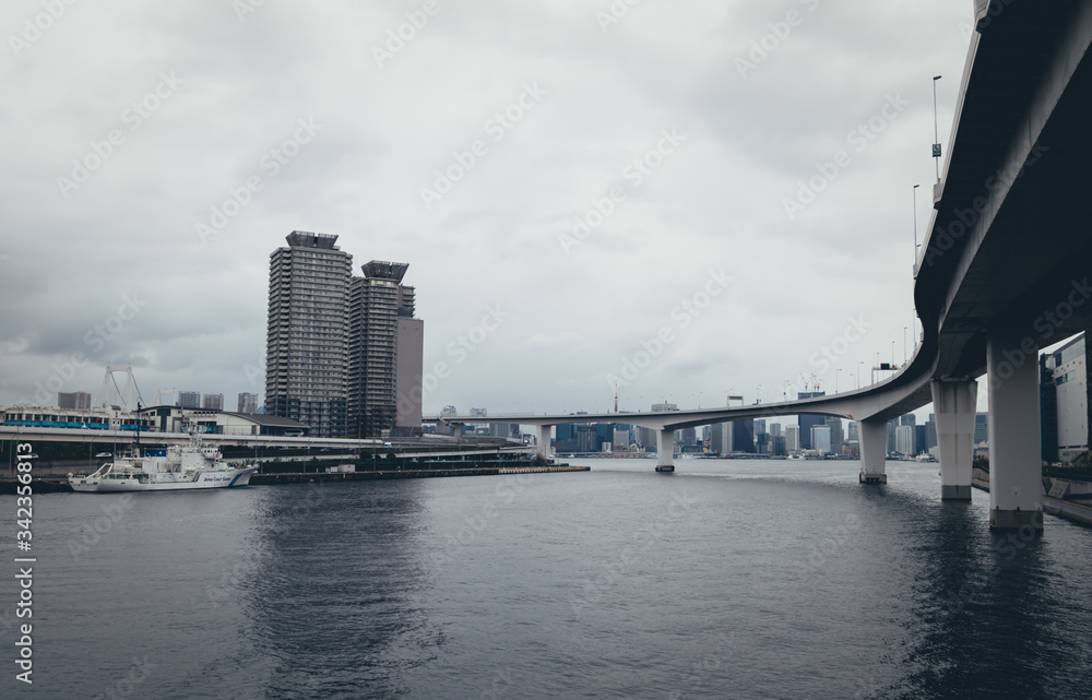 Different places in Odaiba Bay, Tokyo.