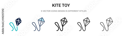 Kite toy icon in filled, thin line, outline and stroke style. Vector illustration of two colored and black kite toy vector icons designs can be used for mobile, ui, web