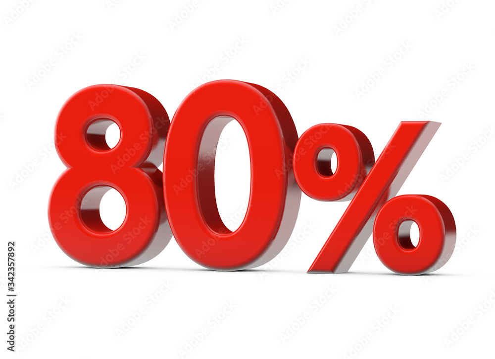 80 percent red promotional sale sign. 3D Render 80 percent red promotional sale sign. 3D Render