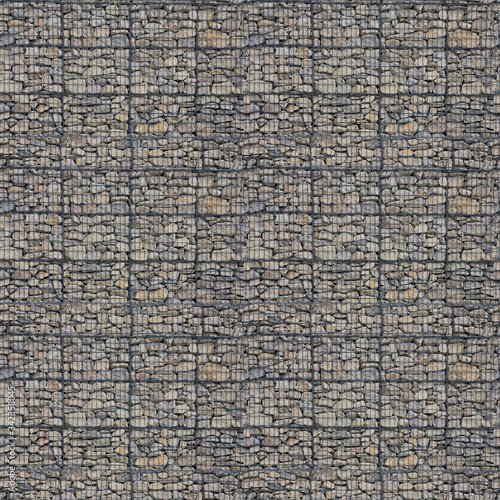 Stone gabion wall seamless texture background